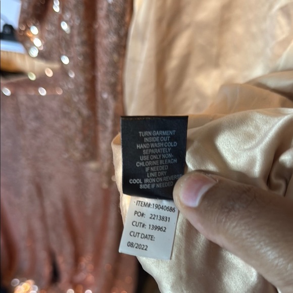 Torrid size 4 (26) Rose Gold Blazer and size 3 Tall (22-24) Pant Sequins Outfit - Picture 3 of 14